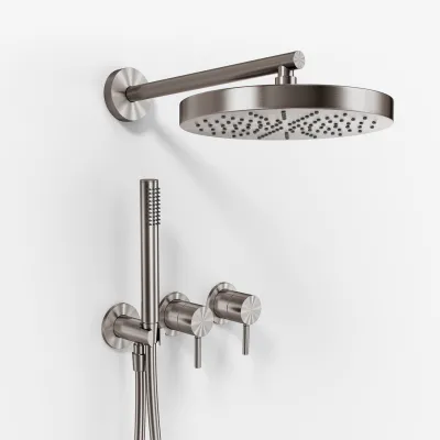 Semplice SBR801 S01 - XL Rain DeLux Ø24 cm, PVD Brushed Steel