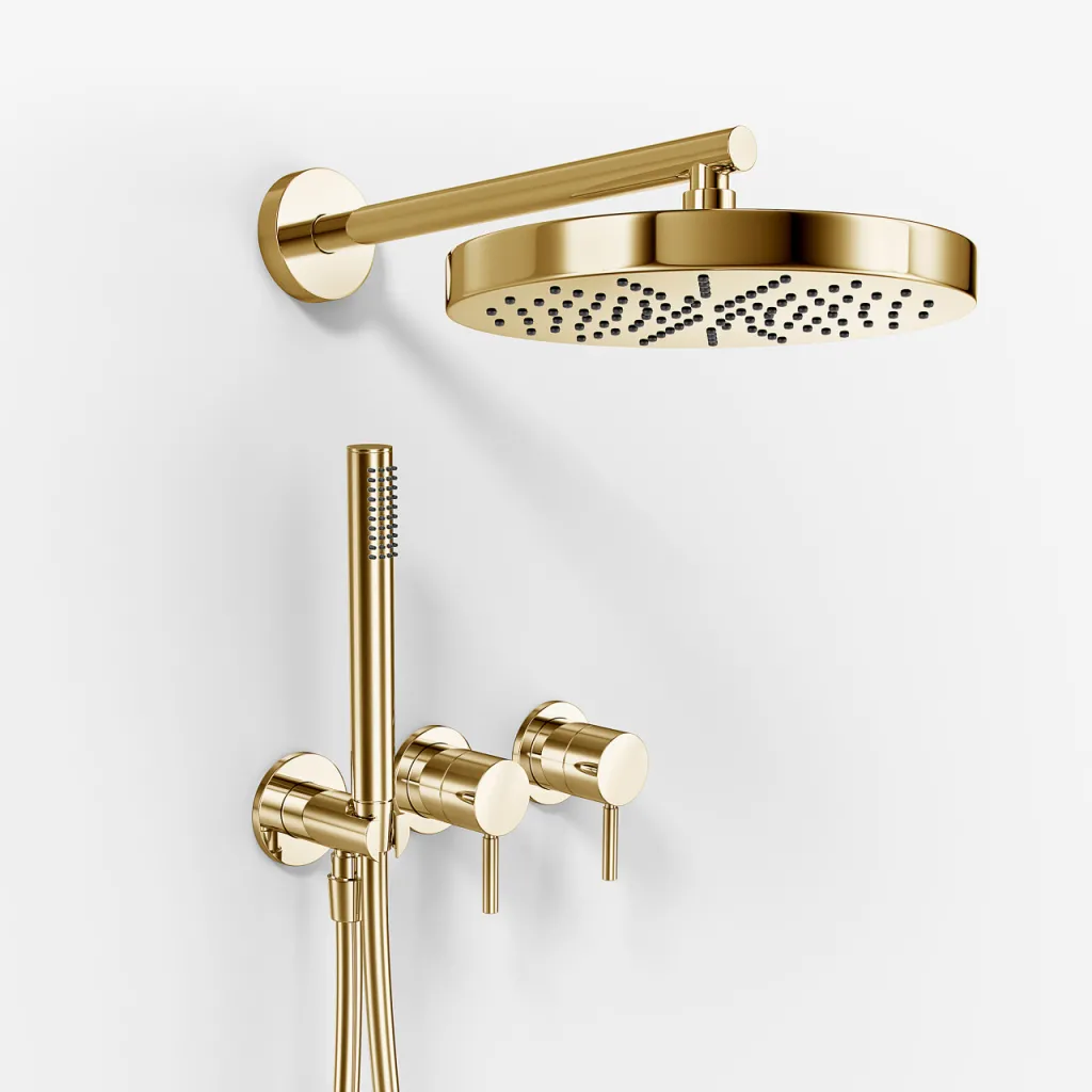 Semplice SBR801 S01 - Shower set, Ø24 cm, Wall, Polished Brass Natural