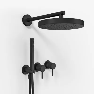Semplice SBR801 S01 - Shower set, XL Rain DeLux Ø24 cm, Matte black