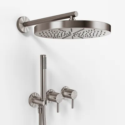 Semplice SBR801 S02 - XXL Rain DeLux Ø28 cm, PVD Brushed Steel