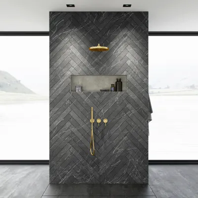 Semplice SBR801 S02 - XXL Rain DeLux Ø28 cm, Wall, Polished Brass Natural