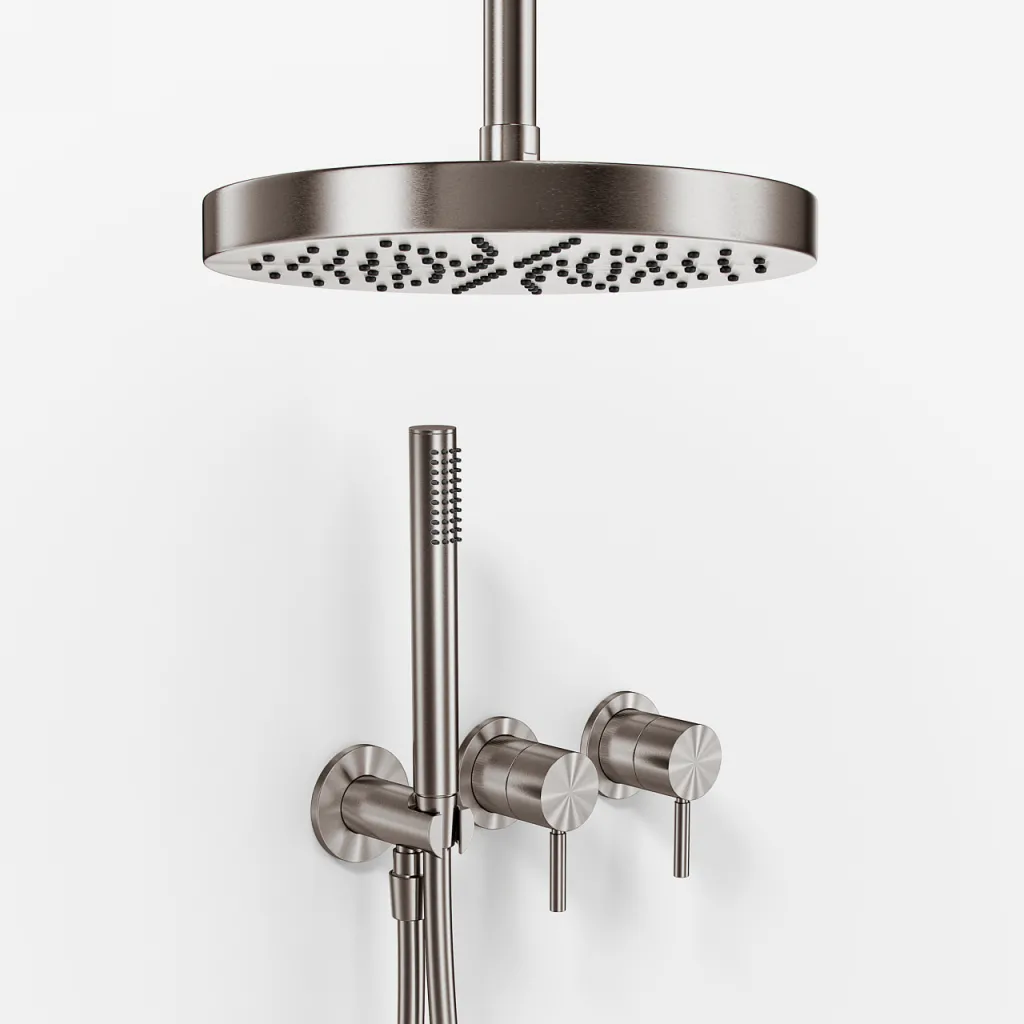 Semplice SBR801 S03 - XL Rain DeLux Ø24 cm, Ceiling, PVD Brushed Steel