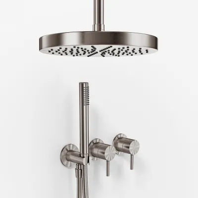 Semplice SBR801 S03 - XL Rain DeLux Ø24 cm, Ceiling, PVD Brushed Steel