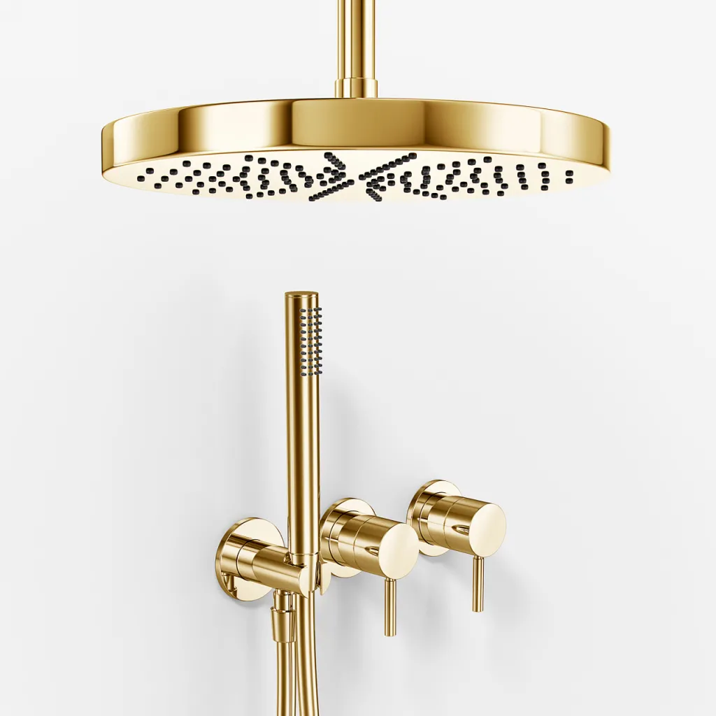 Semplice SBR801 S04 - XXL Rain DeLux, Ø28 cm, Ceiling, Polished Brass Natural