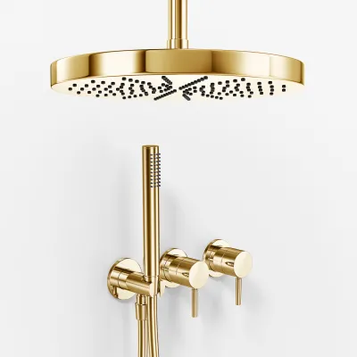 Semplice SBR801 S04 - XXL Rain DeLux, Ø28 cm, Ceiling, Polished Brass Natural