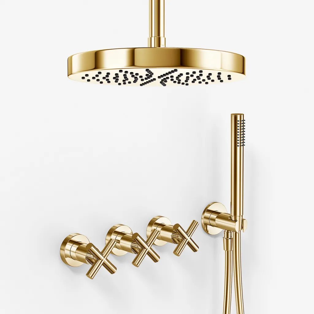 Fly Classic FBR704 S03 - XL Rain DeLux Ø24 cm, Ceiling, Polished Brass Natural