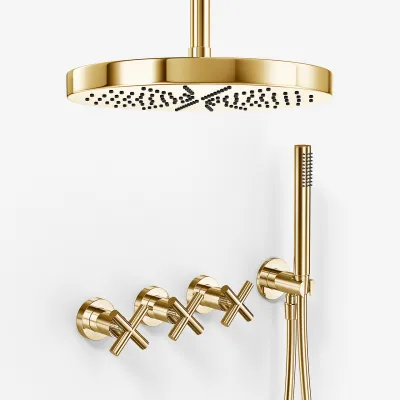 Fly Classic FBR704 S04 - XXL Rain DeLux Ø28 cm, Ceiling, Polished Brass Natural