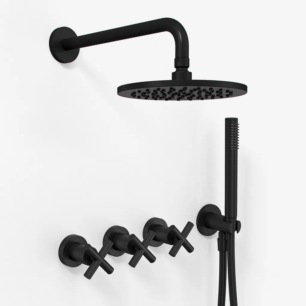 Fly Classic FBR704 S05 - Shower set Ø20 cm, Ceiling, Matt black