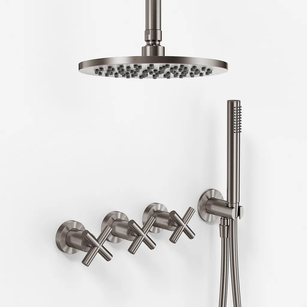 Fly Classic FBR704 S07 - Shower set Ø20 cm, Ceiling, PVD Brushed Steel