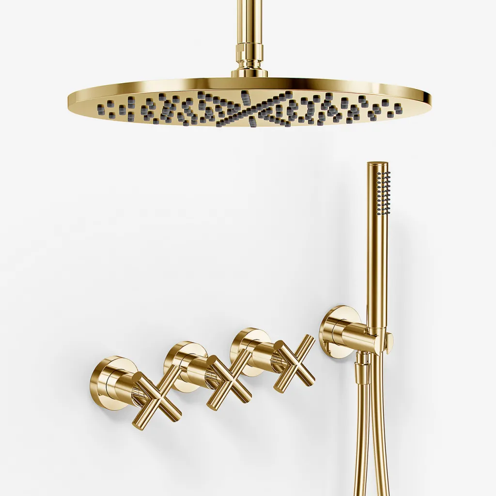 Fly Classic FBR704 S08 - Shower set Ø30 cm, Ceiling, Polished Brass Natural