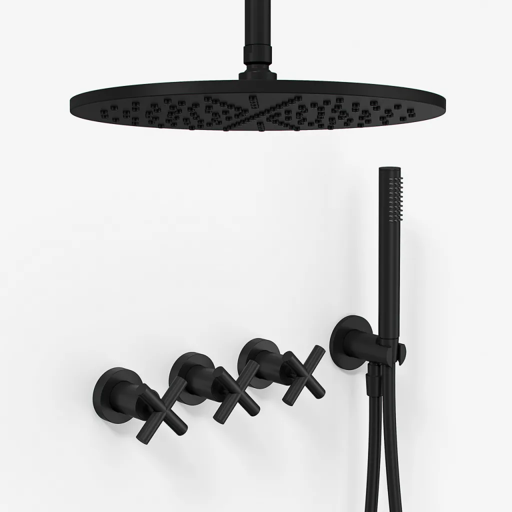 Fly Classic FBR704 S08 - Shower set Ø30 cm, Ceiling, Matte black
