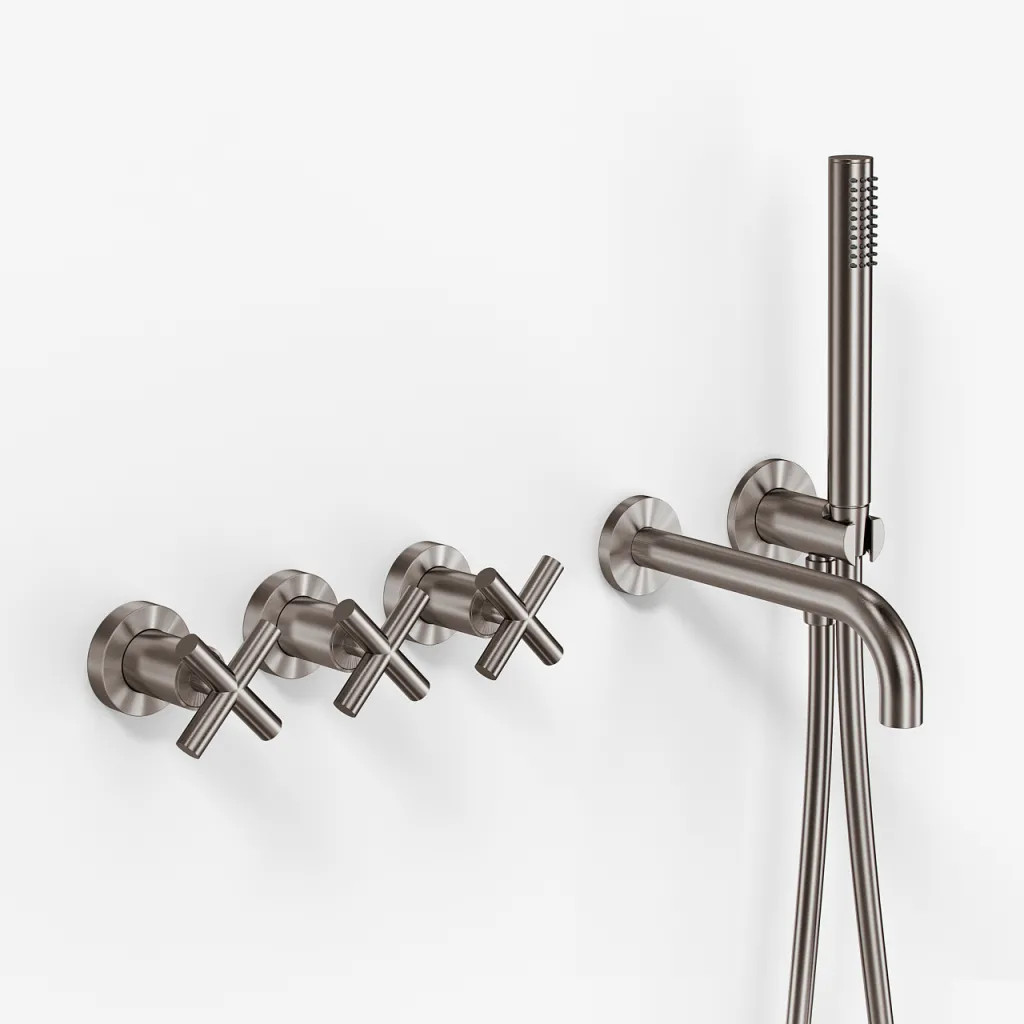 Fly Classic FBR704 S09 - Tub/shower set, PVD Brushed Steel