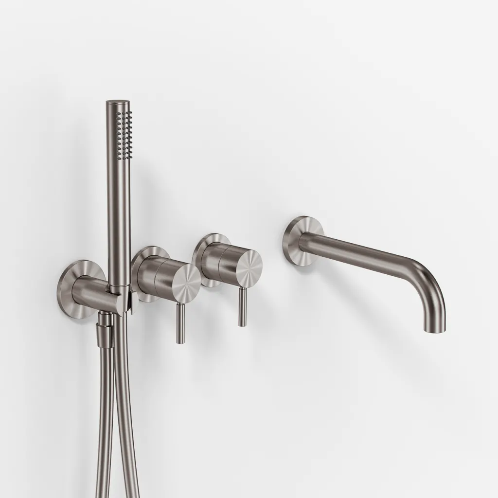 Semplice SBR801 S11 - Tub/shower, PVD Brushed Steel 