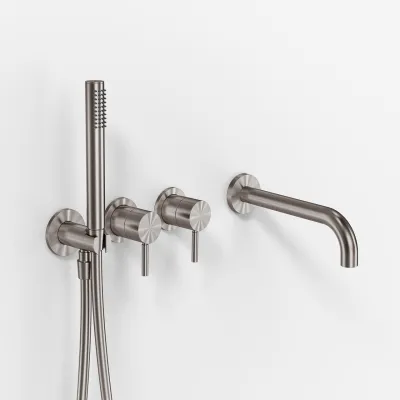 Semplice SBR801 S11 - Tub/shower, PVD Brushed Steel 
