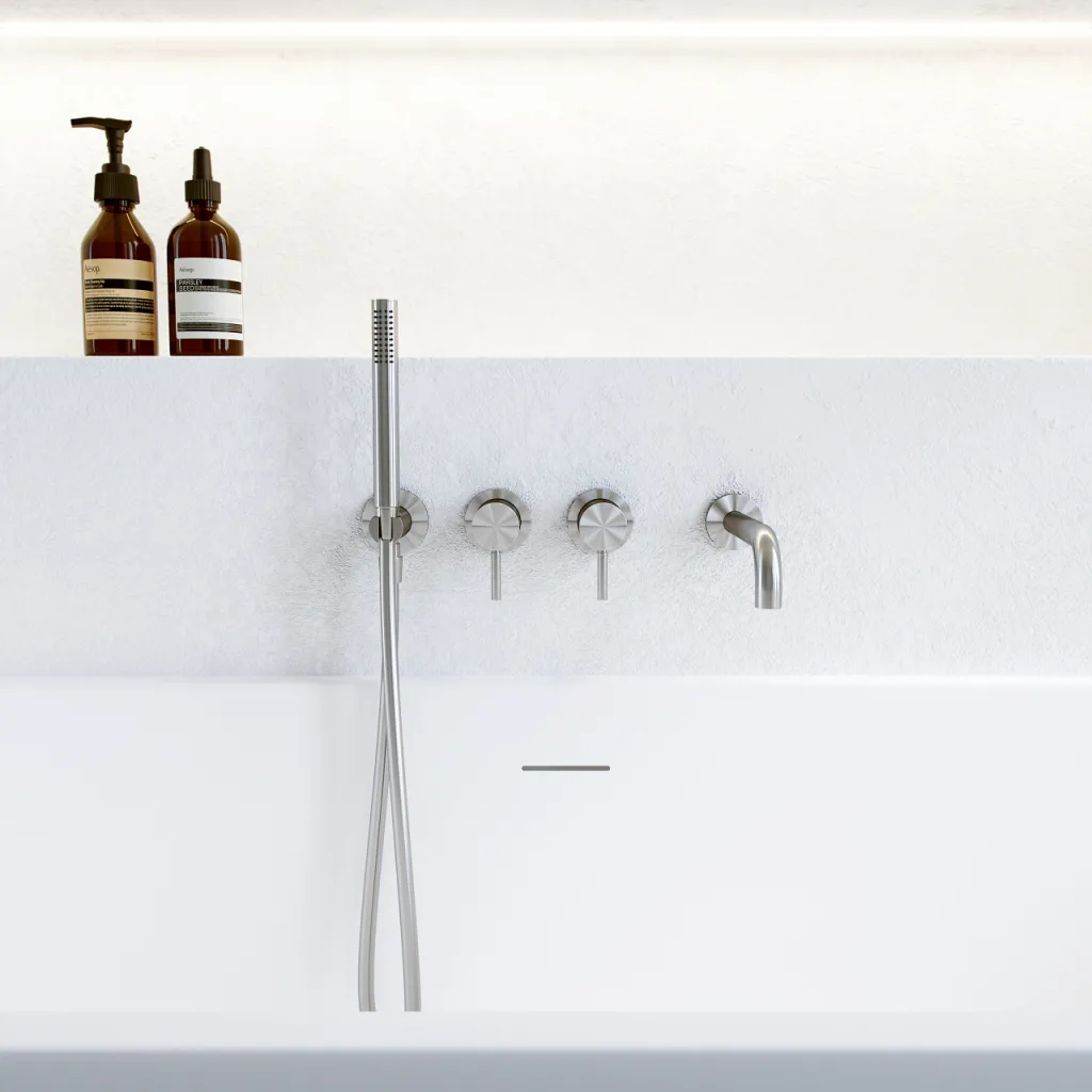 Semplice SBR801 S11 - Tub/shower, PVD Brushed Steel 