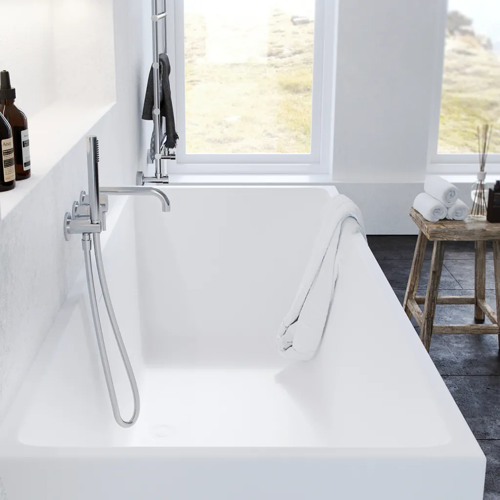 Semplice SBR801 S11 - Tub/shower, PVD Brushed Steel 