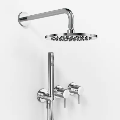 Semplice SBR801 S05 - Shower set Rain DeLuxe Ø20 cm, Wall, Chrome