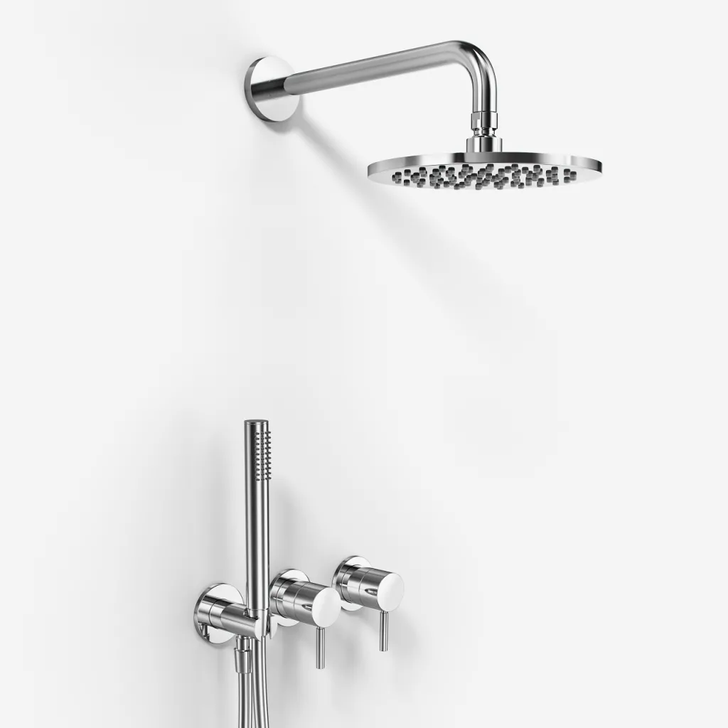 Semplice SBR801 S05 - Shower set Rain DeLuxe Ø20 cm, Wall, Chrome