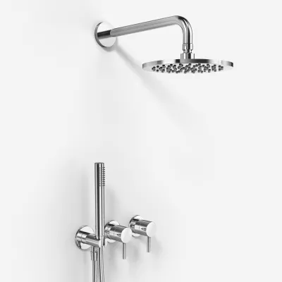 Semplice SBR801 S05 - Shower set Rain DeLuxe Ø20 cm, Wall, Chrome