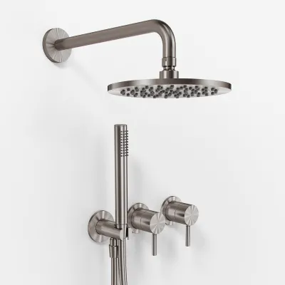 Semplice SBR801 S05 - Rain DeLuxe Ø20 cm, Wall, PVD Brushed Steel 