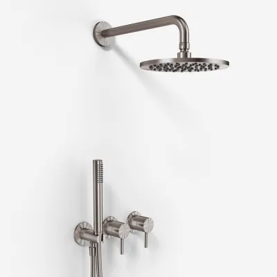 Semplice SBR801 S05 - Rain DeLuxe Ø20 cm, Wall, PVD Brushed Steel 