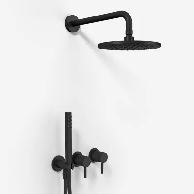 Semplice SBR801 S05 - Rain DeLuxe Ø20 cm, Wall, Matte Black 