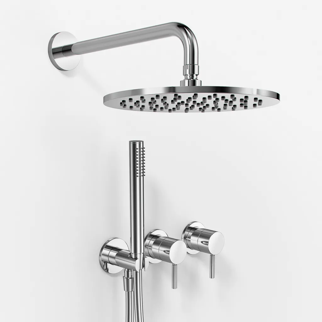 Semplice SBR801 S06 - Shower set, Rain DeLuxe Ø25 cm, Wall, Chrome