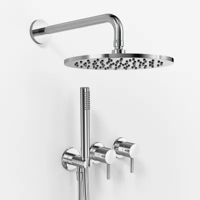 Semplice SBR801 S06 - Shower set, Rain DeLuxe Ø25 cm, Wall, Chrome