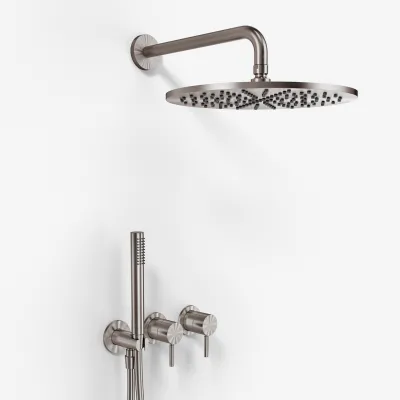 Semplice SBR801 S07 - Shower set Ø30 cm, Wall, PVD Brushed Steel 