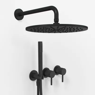 Semplice SBR801 S07 - Rain De Luxe Ø30 cm, Wall, Matte Black 