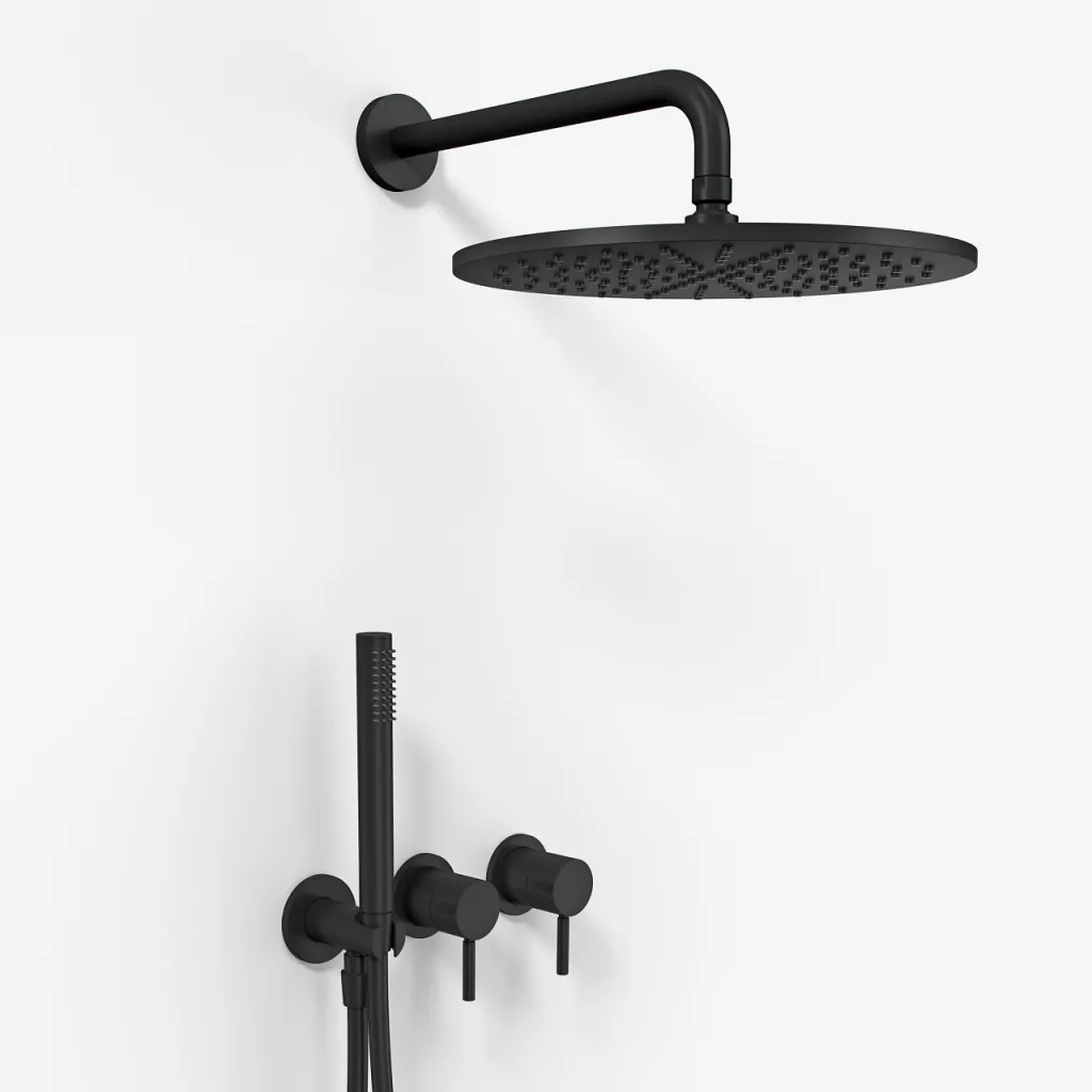 Semplice SBR801 S07 - Rain De Luxe Ø30 cm, Wall, Matte Black 