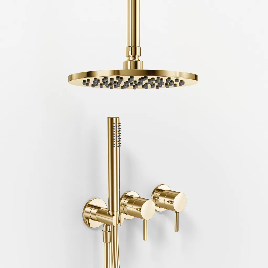 Semplice SBR801 S08 - Shower set Ø20 cm, Ceiling, Polished Brass Natural 