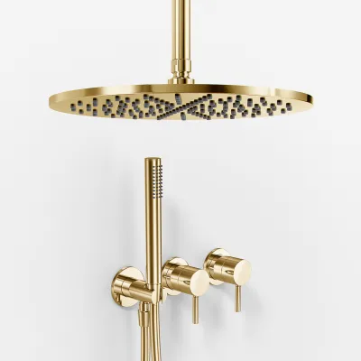 Semplice SBR801 S10 - Shower set, Ø30 cm, Ceiling, Polished Brass Natural 