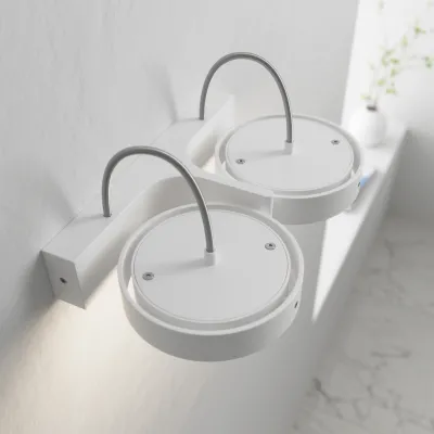 Big A02 - Double LED Wall Lamp w/ Tilt, Matte White.