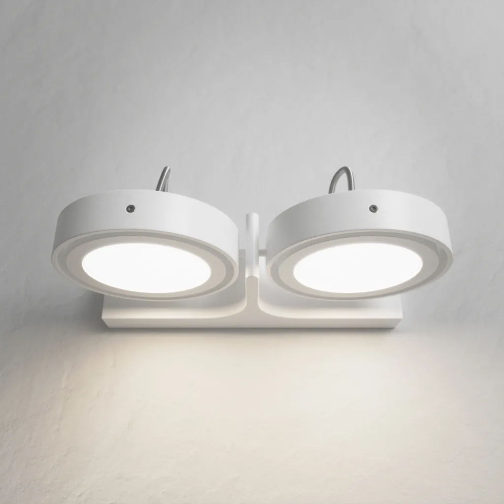 Big A02 - Double LED Wall Lamp w/ Tilt, Matte White.