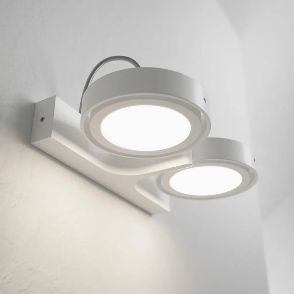 Big A02 - Double LED Wall Lamp w/ Tilt, Matte White.