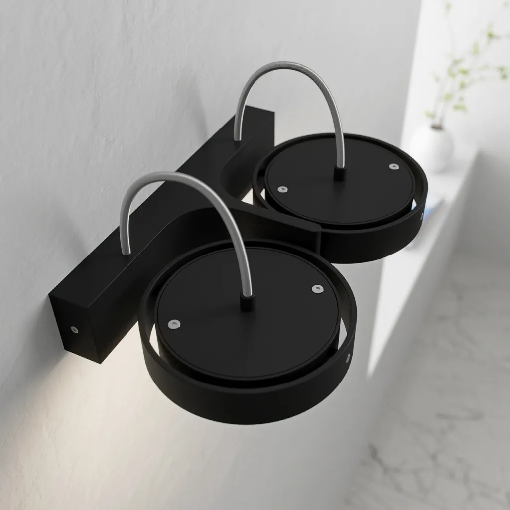 Big A02 - - Double LED wall lamp with tilt, Matte black