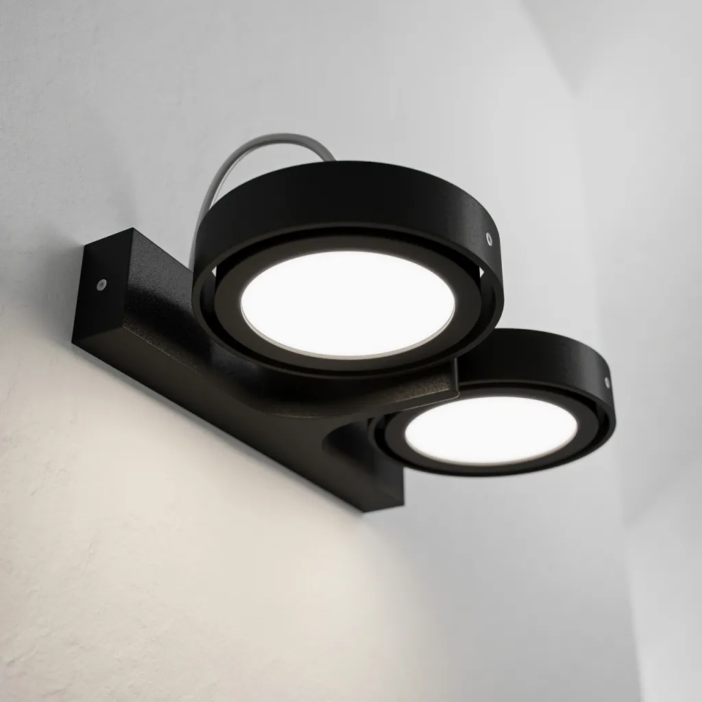 Big A02 - - Double LED wall lamp with tilt, Matte black