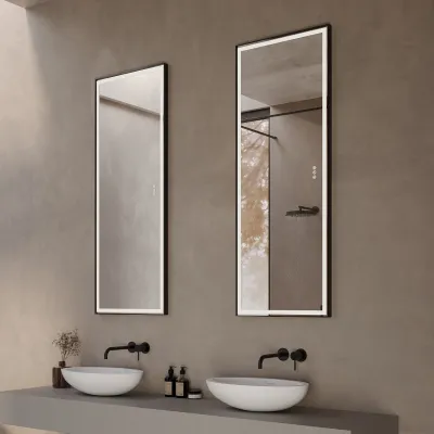 Pulcher® Soho Mirror PSM-1453 - 140x53.5 cm., mirror with light and light control, Matte black frame