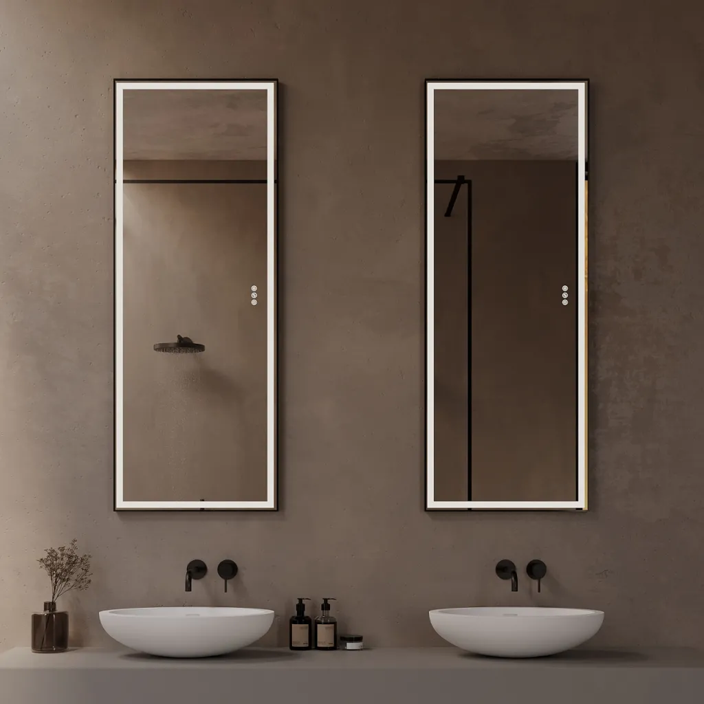 Pulcher® Soho Mirror PSM-1453 - 140x53.5 cm., mirror with light and light control, Matte black frame