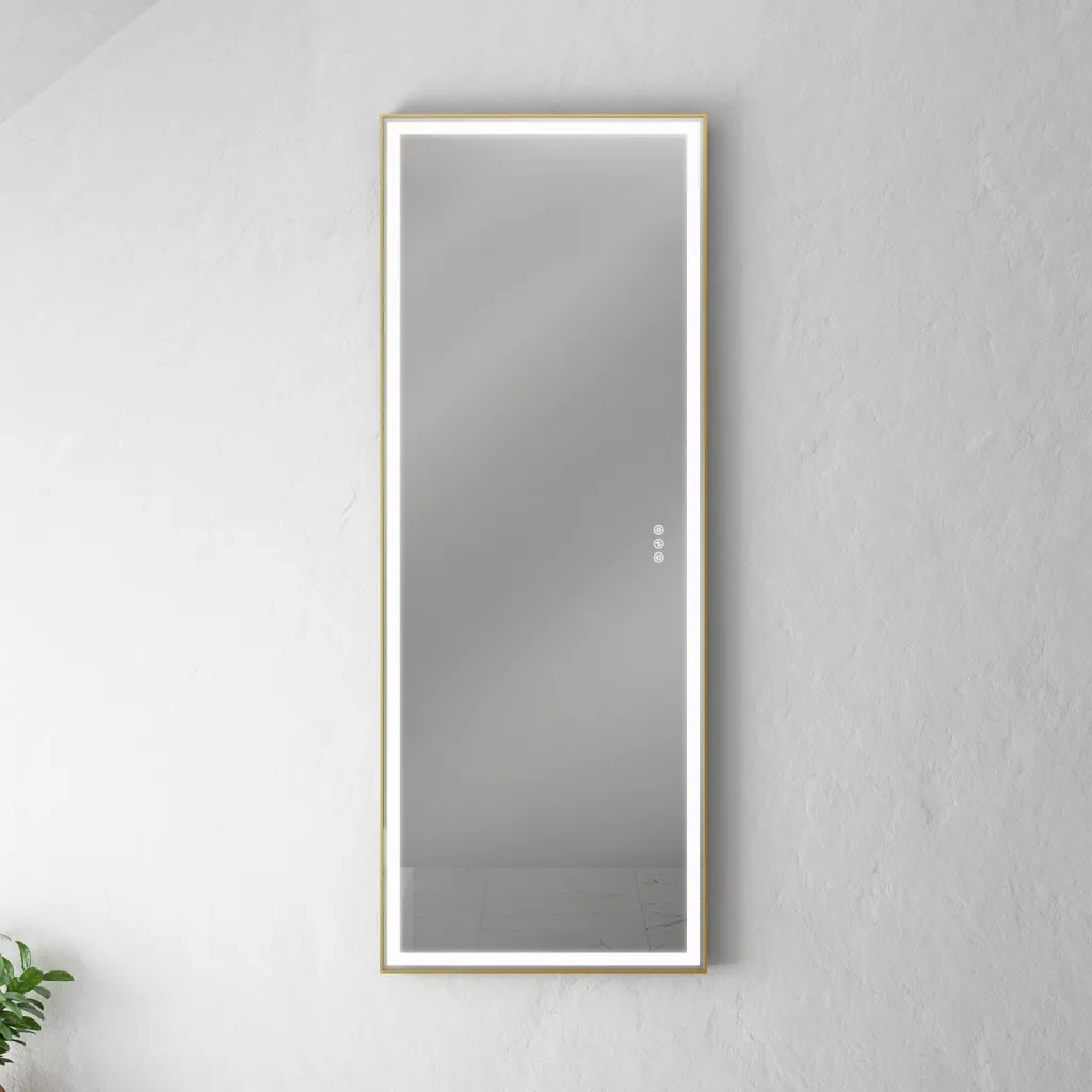 Pulcher Soho Mirror PSM-1453 - 140x53.5 cm. Mirror with light and light control, Matt Brass colored frame