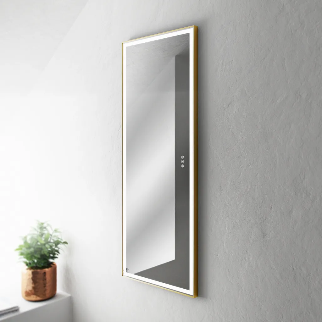 Pulcher Soho Mirror PSM-1453 - 140x53.5 cm. Mirror with light and light control, Matt Brass colored frame