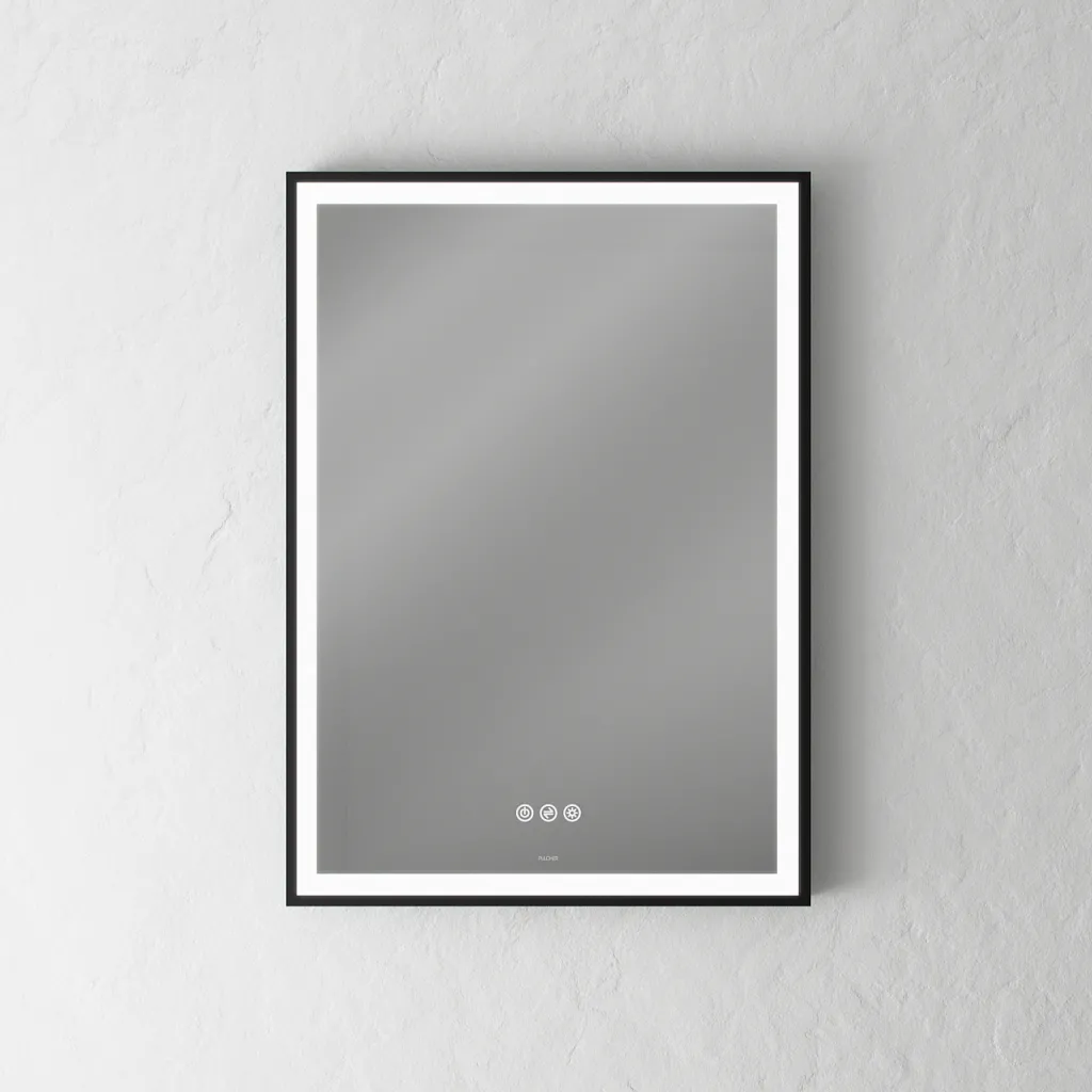 Pulcher Soho Mirror PSM-5070 - 50x70 cm., mirror w/light and light control, Matte black frame