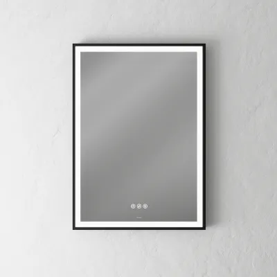 Pulcher Soho Mirror PSM-5070 - 50x70 cm., mirror w/light and light control, Matte black frame