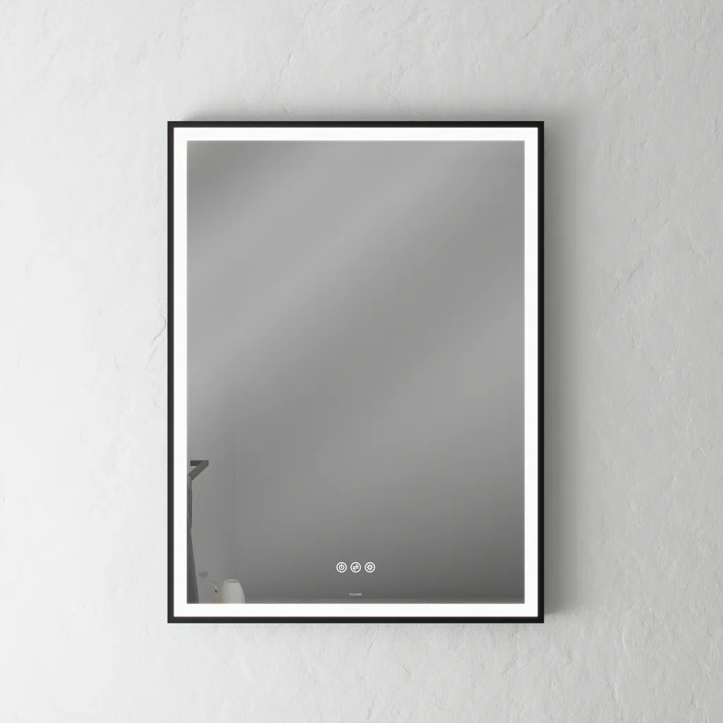 Pulcher Soho Mirror PSM-6080 - 60x80 cm., mirror w/light and light control, Matte black frame