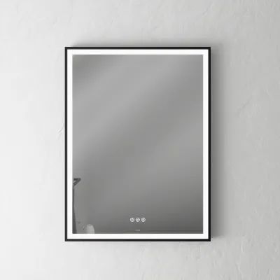 Pulcher Soho Mirror PSM-6080 - 60x80 cm., mirror w/light and light control, Matte black frame