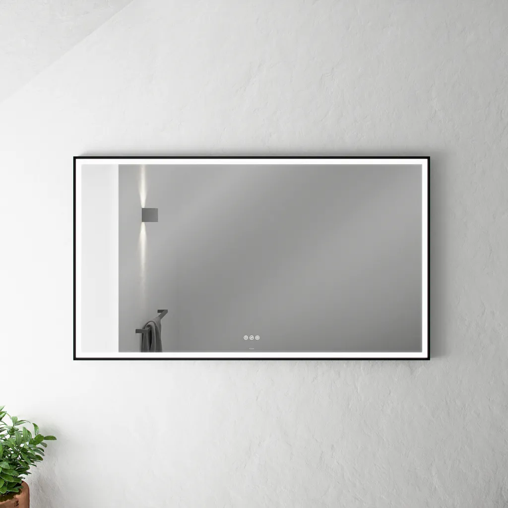 Pulcher Soho Mirror PSM-1480 - 140x80 cm., mirror w/light and light control, Matte black frame