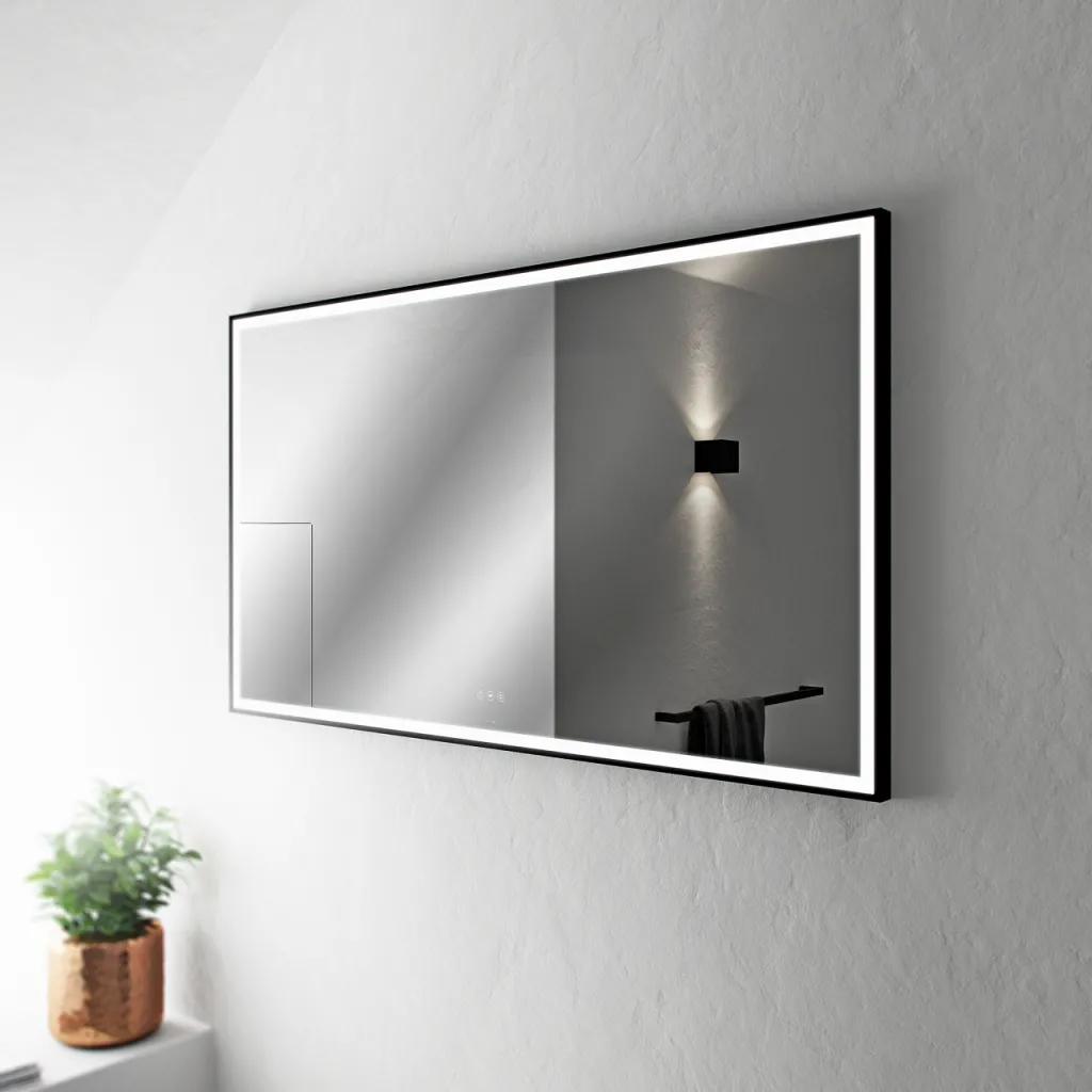 Pulcher Soho Mirror PSM-1480 - 140x80 cm., mirror w/light and light control, Matte black frame