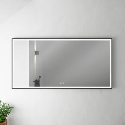 Pulcher Soho Mirror PSM-1680 - 160x80 cm., mirror w/light and light control, Matte black frame