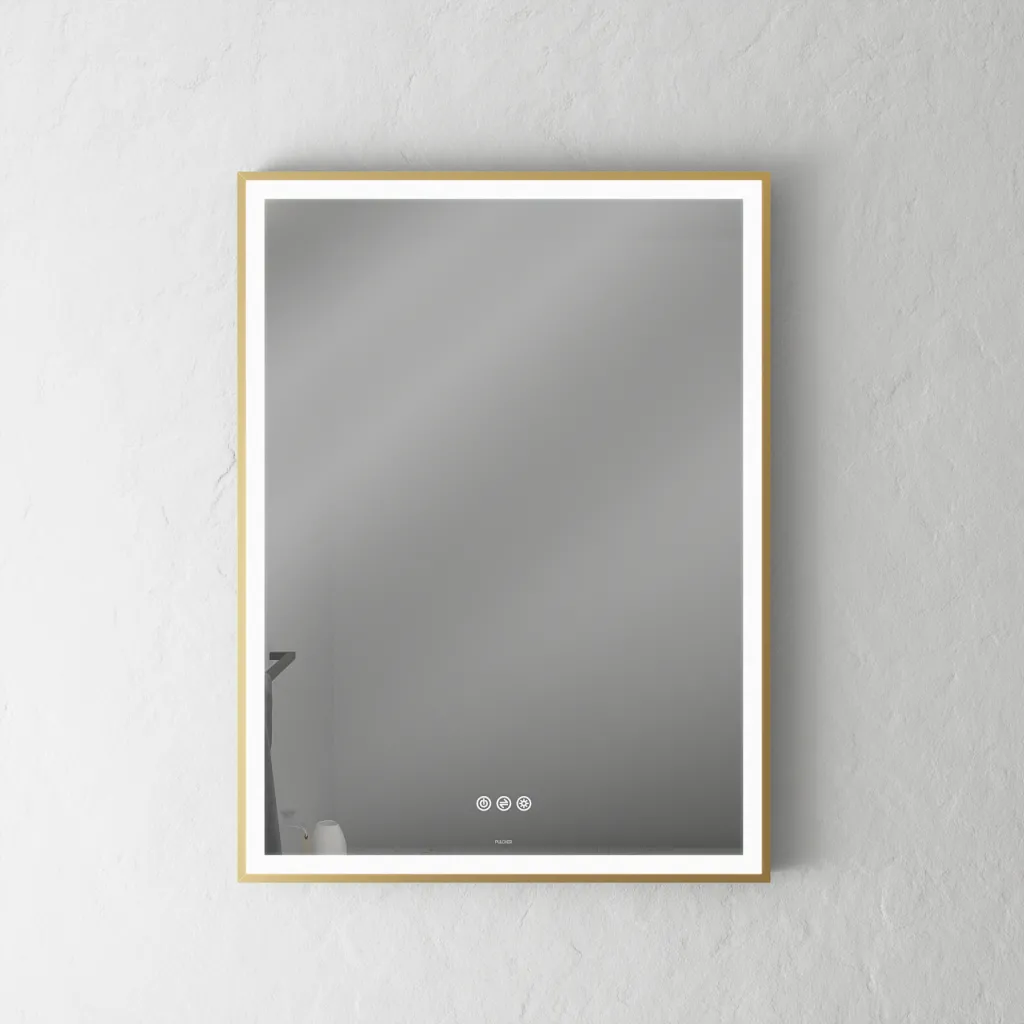 Pulcher Soho Mirror PSM-6080 - 60x80 cm. Mirror with light and light control, Matt Brass colored frame